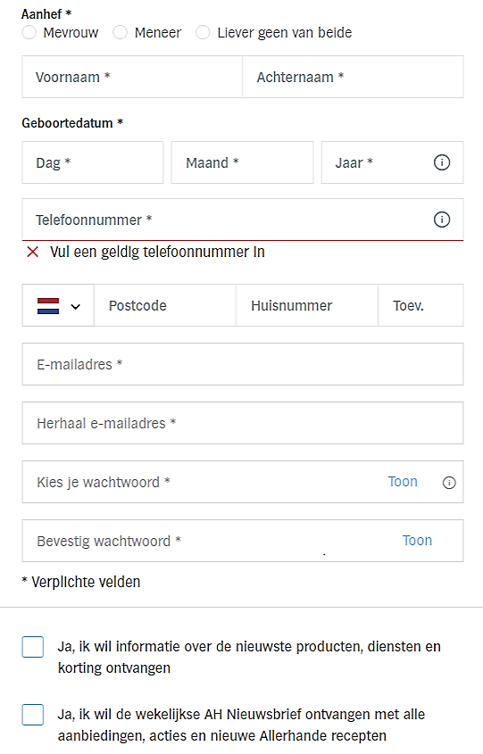 Profiel aanmaken 
